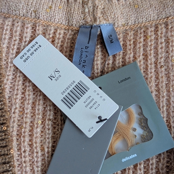 Blank Embellished Open Front Cardigan Cropped Sweater Batwing Sleeve Acorn - S/M - Picture 6 of 11